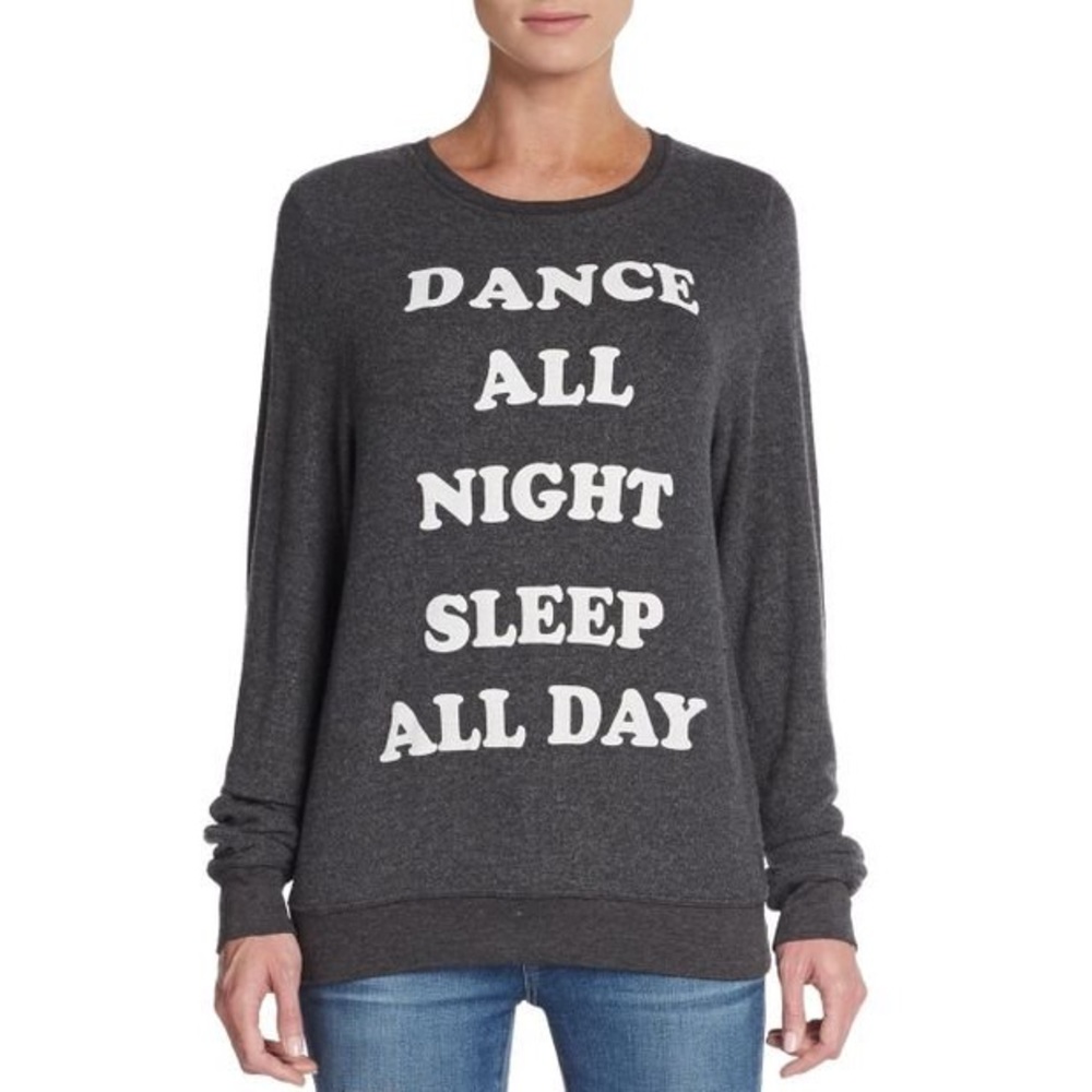 WILDFOX Dance All Night Sleep All Day Grey Baggy Beach Jumper Sweatshirt